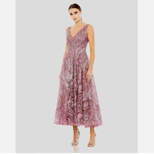 Mac Duggal  20422  V-Neck  Floral Embroidered A-Line Dress